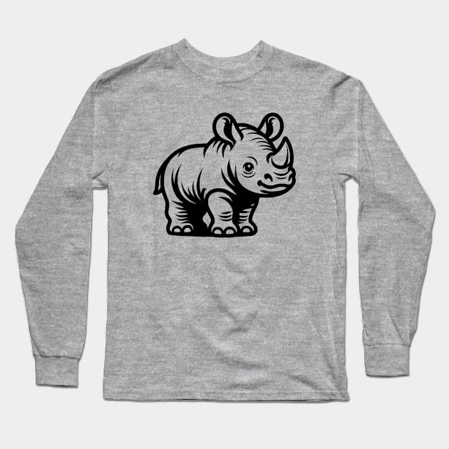 Rhino Calf Long Sleeve T-Shirt by KayBee Gift Shop